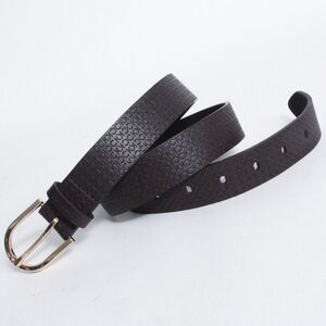 Calvin Klein Women's Embossed CK Monogram Brown Belt Pebbled, Size S